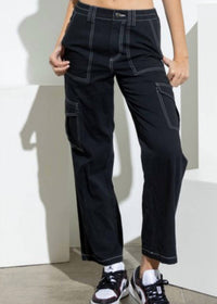 Papermoon - Noire Straight Leg Cargo Pants