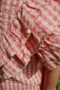 Konges Sløjd Kim Frill Check Shirt in flamingo pink - kids' blouse - view 4