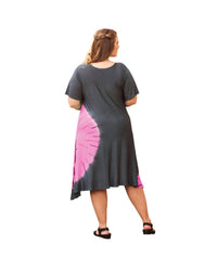 On The Plus Side - Tie Dye Short Sleeve Dress - Plus Size