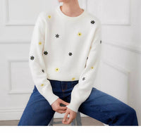 Karen Kane - Embroidered Daisy Crewneck Sweater