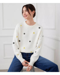 Karen Kane - Embroidered Daisy Crewneck Sweater