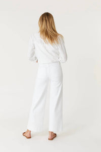 Level99 Camille Exposed Button Wide Leg Pants in stillwater - women's pants - alternate view