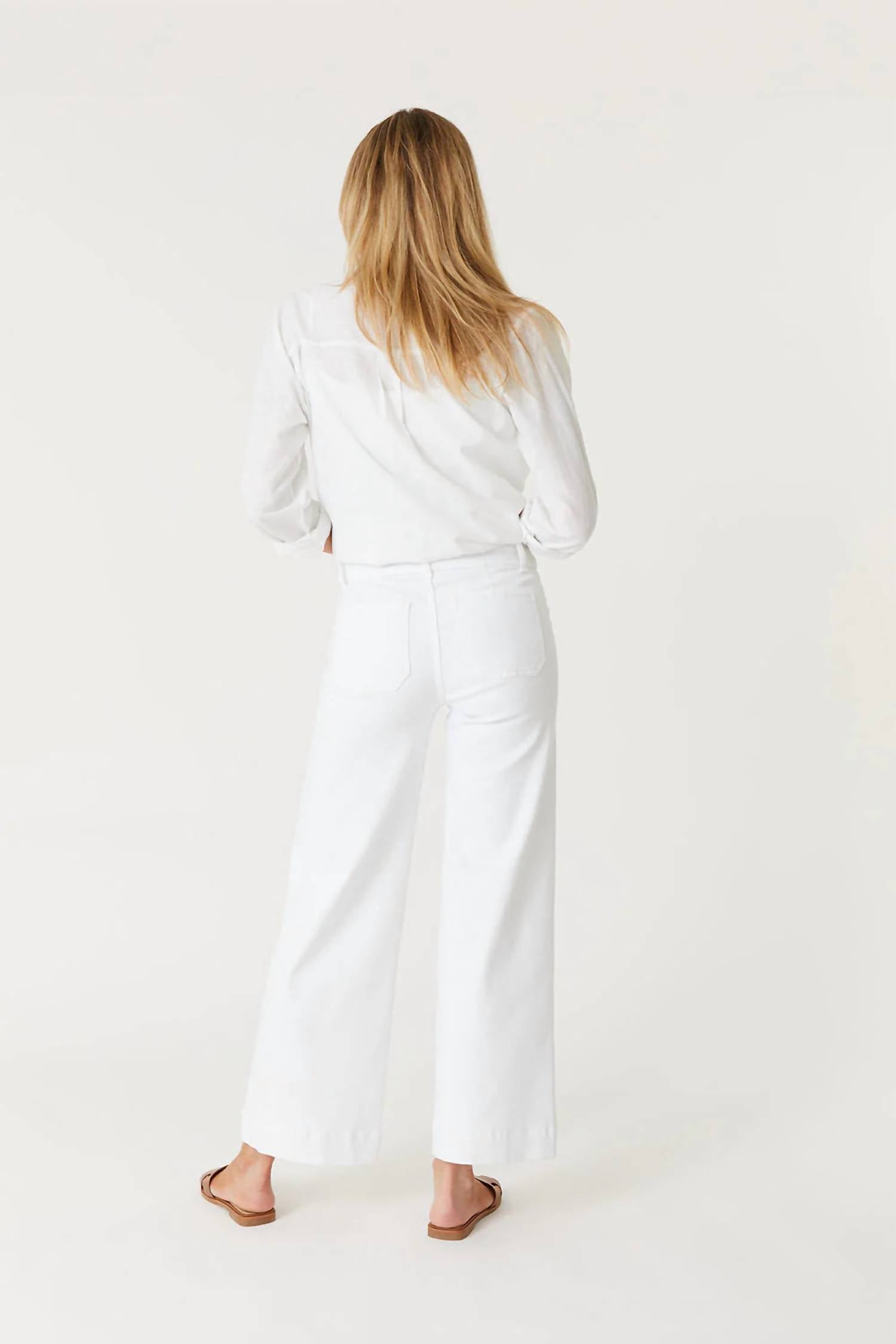 Level99 Camille Exposed Button Wide Leg Pants in stillwater - women's pants - alternate view