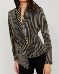 Frank Lyman - Metallic Ruched Knit Top
