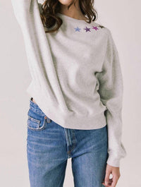 Chaser Star Chainstitch Sweatshirt in light heather grey - women's top - alternate view
