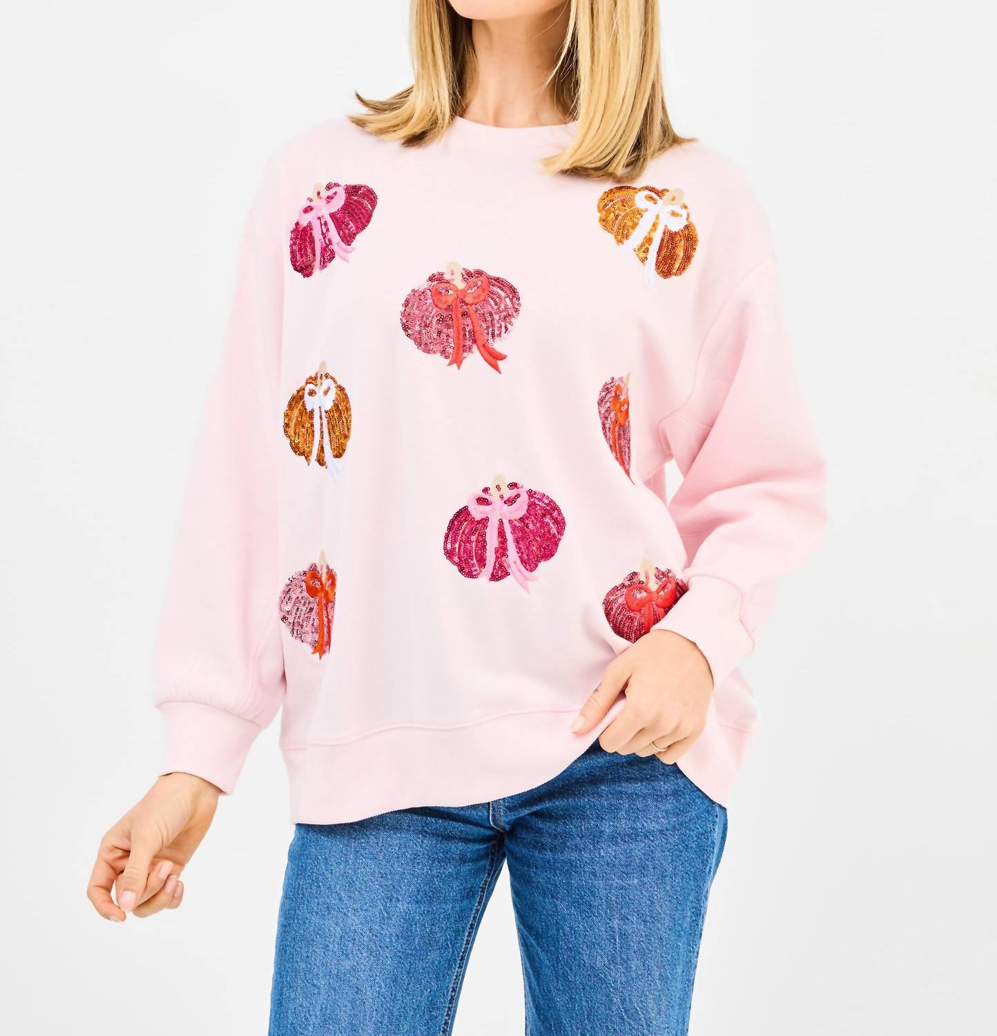 Mary Square Sarah Crew Neck Sweatshirt in pumpkin bows - women's sweater