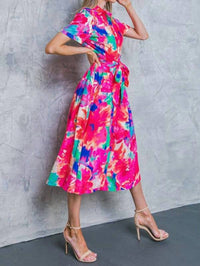 FLYING TOMATO Escape To Paradise Midi Dress in red blue - women's dress - view 6
