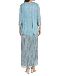 R&M Richards - Metallic Platter Dress With Removable Sheer-sleeve Jacket Set