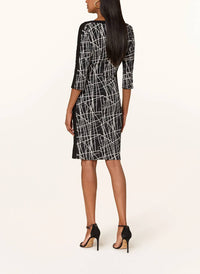 Joseph Ribkoff Abstract Lines Sheath Dress in black moonstone - women's dress - detail view