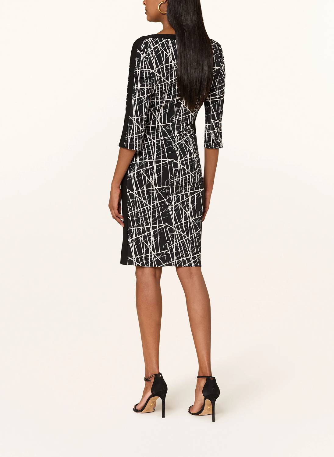 Joseph Ribkoff Abstract Lines Sheath Dress in black moonstone - women's dress - detail view