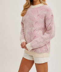Bluivy - Crew Neck Geo Textured Knit Sweater