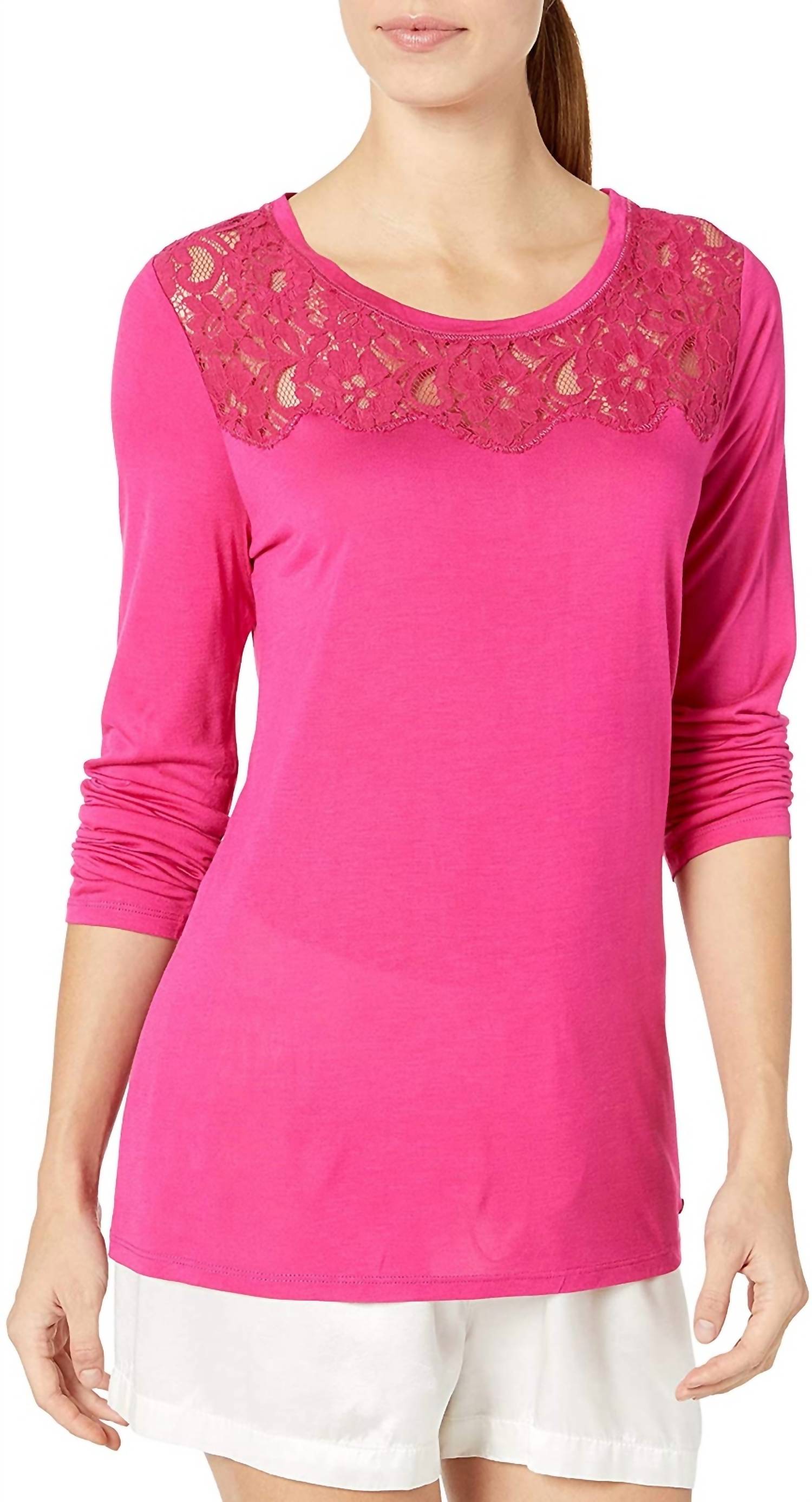 Sesoire - Women's Luxe Knit Lace Trim Sleep Top