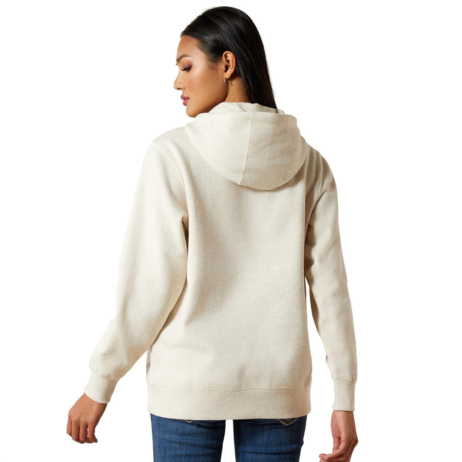 ARIAT Women's Logo Hoodie in oatmeal - women's top - alternate view