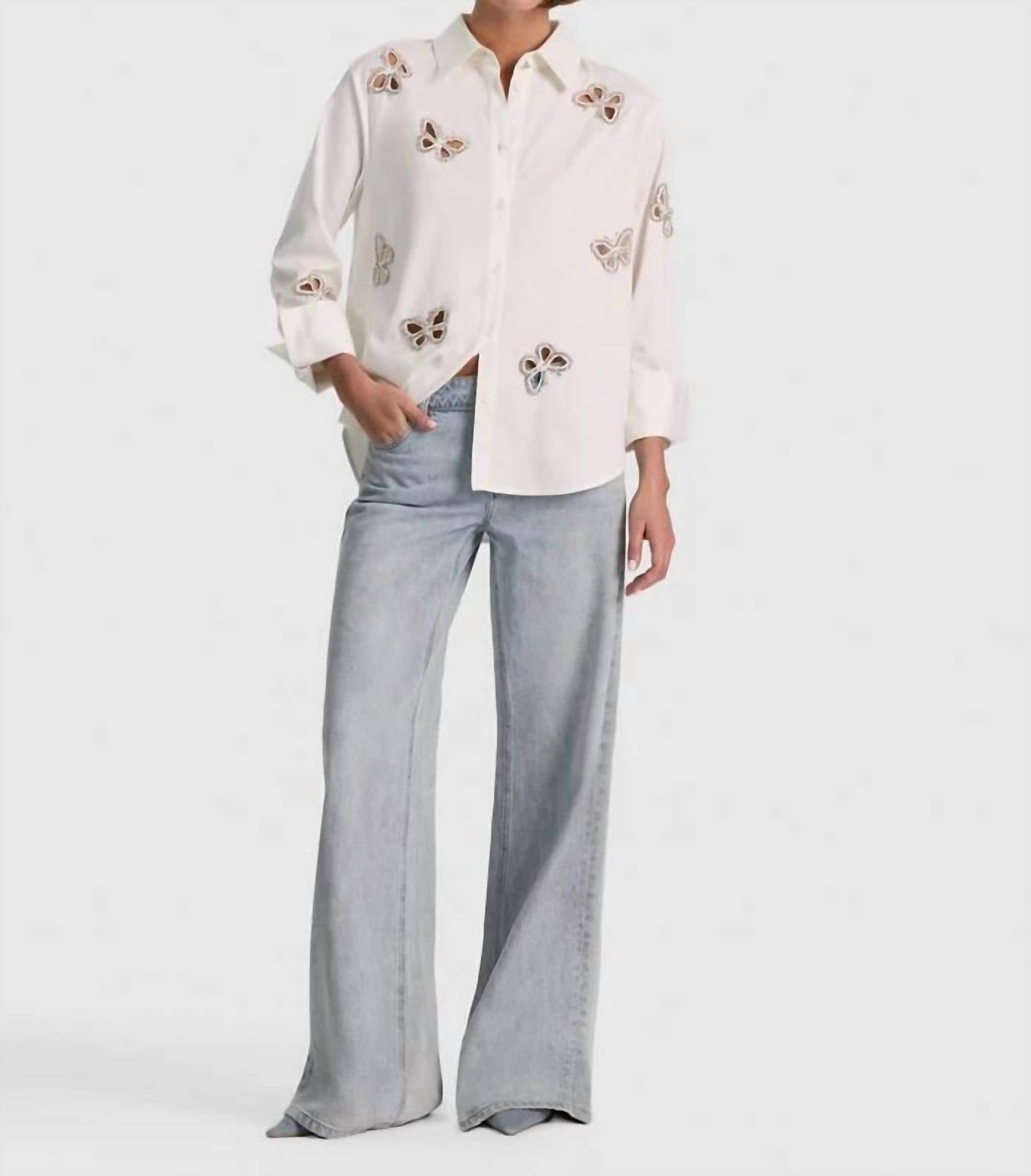 Alice + Olivia - Finely Embellished Button-front Shirt