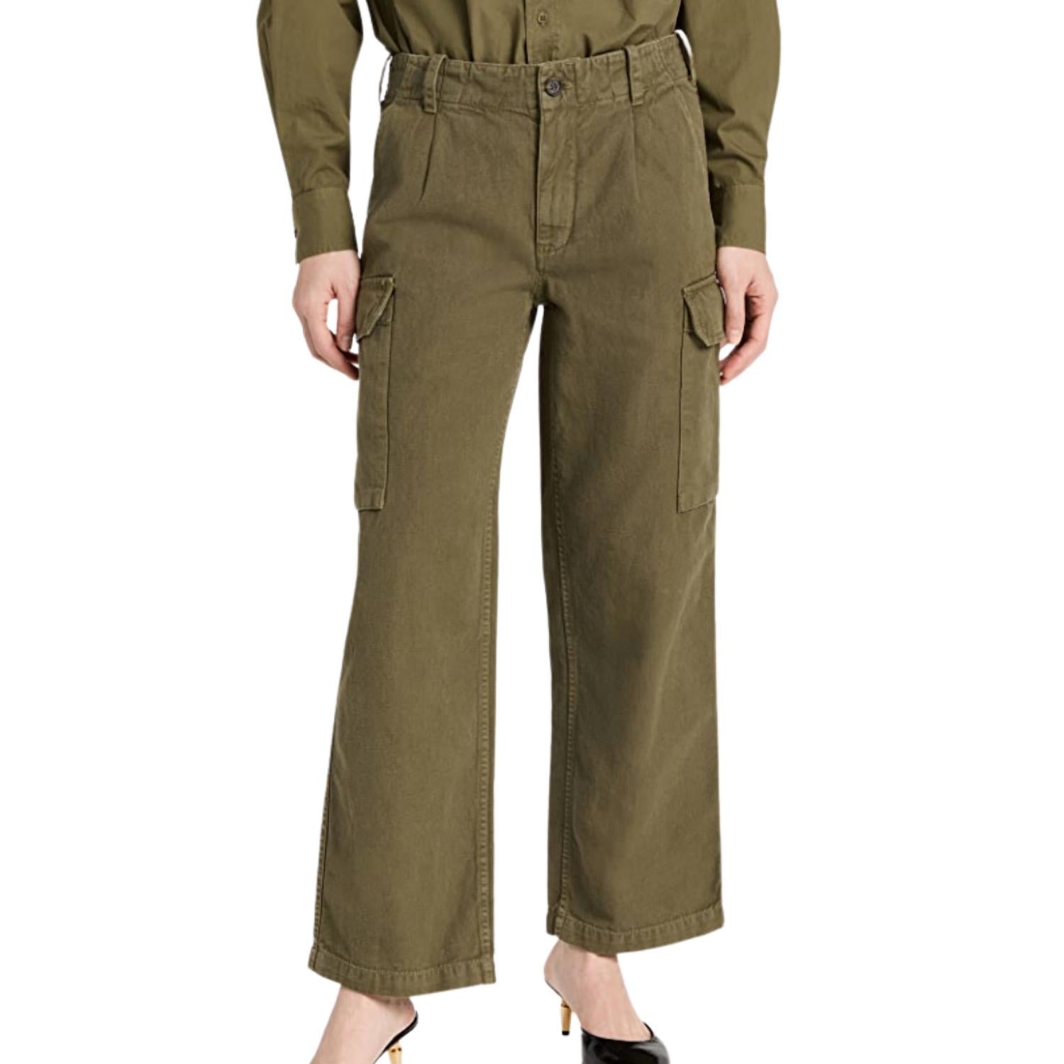 NILI LOTAN Yannic Cargo Pant in olive green - women's pants