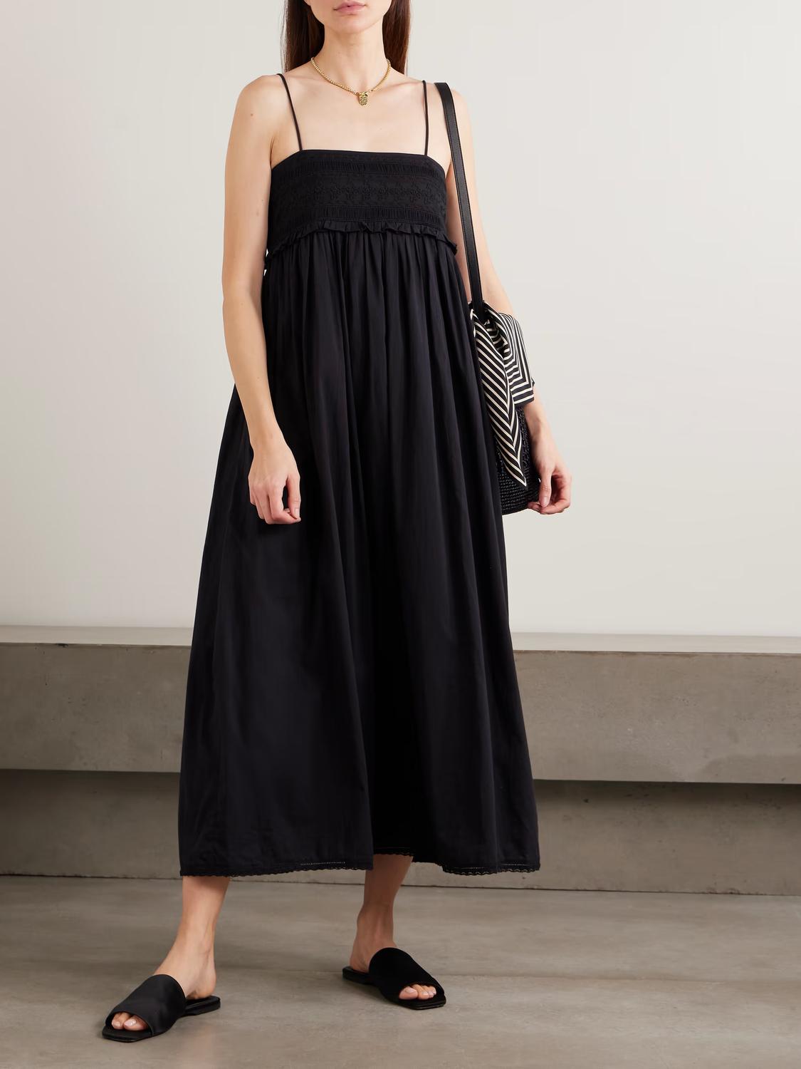 Posse - Danielle Lace-trimmed Cotton Midi Dress