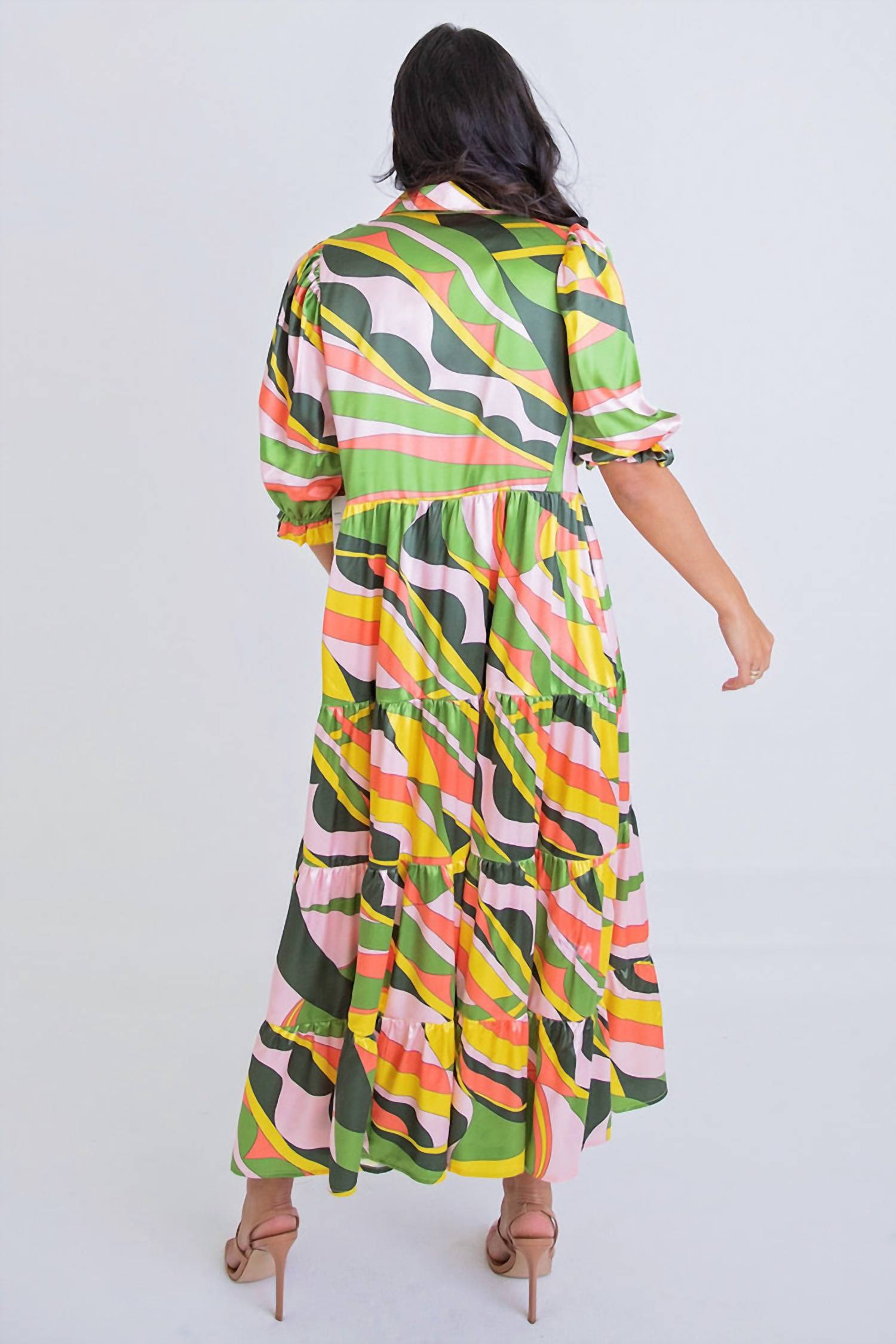 Karlie Disco Bloom Tiered Maxi Dress in multi - women's dress - detail view