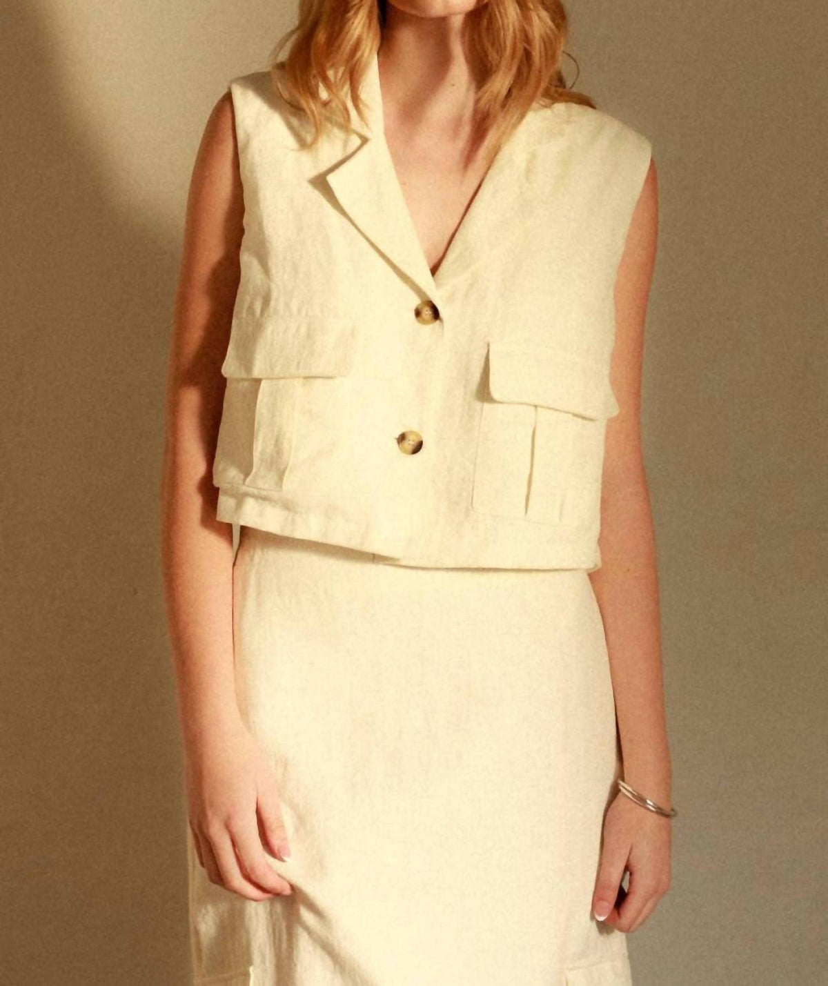 Miou Muse - Women's Linen Cargo Vest