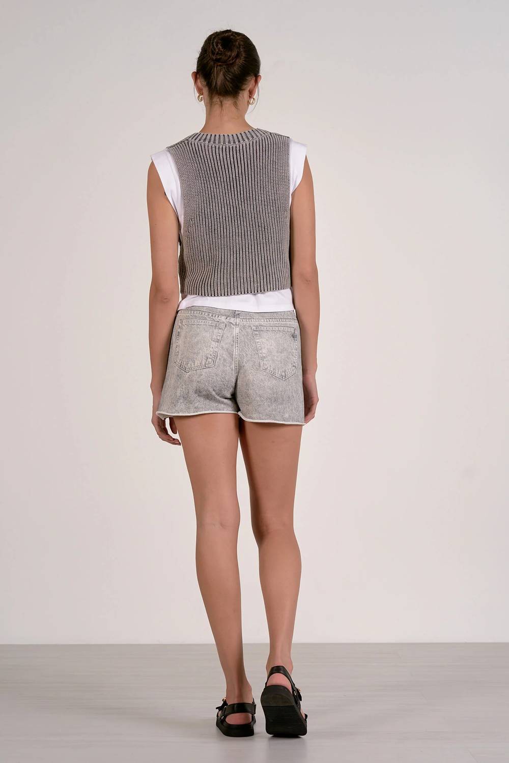 Elan - Two Fer Sleeveless Sweater Top
