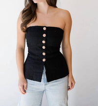 French Connection - Structured Tweed Strapless Top