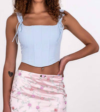 Tic Toc - Tie Strap Poplin Corset Top