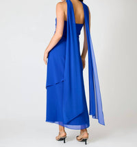 Line And Dot - Azure Maxi Scarf Dress