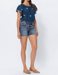 Judy Blue - Paisley Bandana Printed Jean Shorts