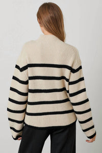 Polagram - Mock Neck Ribbed Knit Sweater