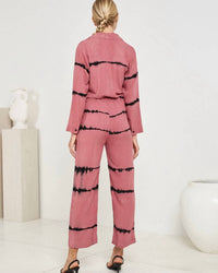 S/W/F Women's Relaxed Jumpsuit in mulberry tie dye - women's pants - detail view
