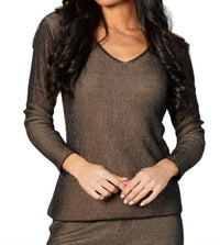 Two Tone Ribbed V-Neck Top