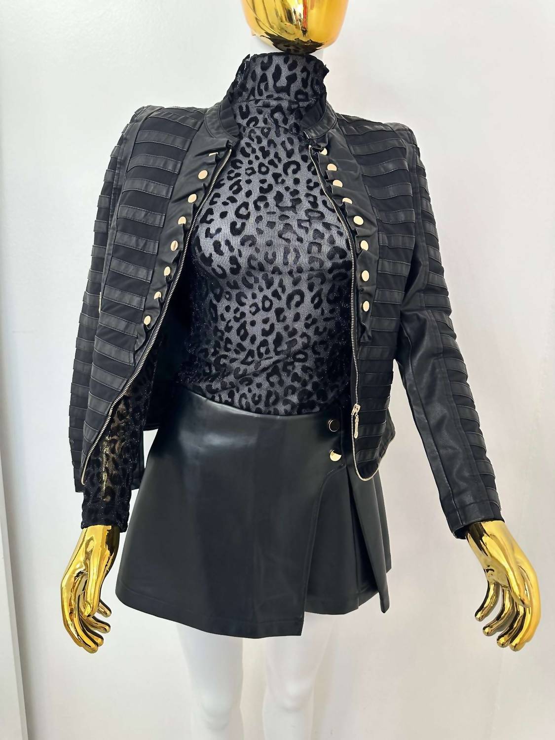 Belle D'Amour - Faux Leather Military Jacket