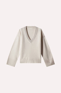 Minnie Rose - Women's Luxe Cashmere Embellished V Neck Top