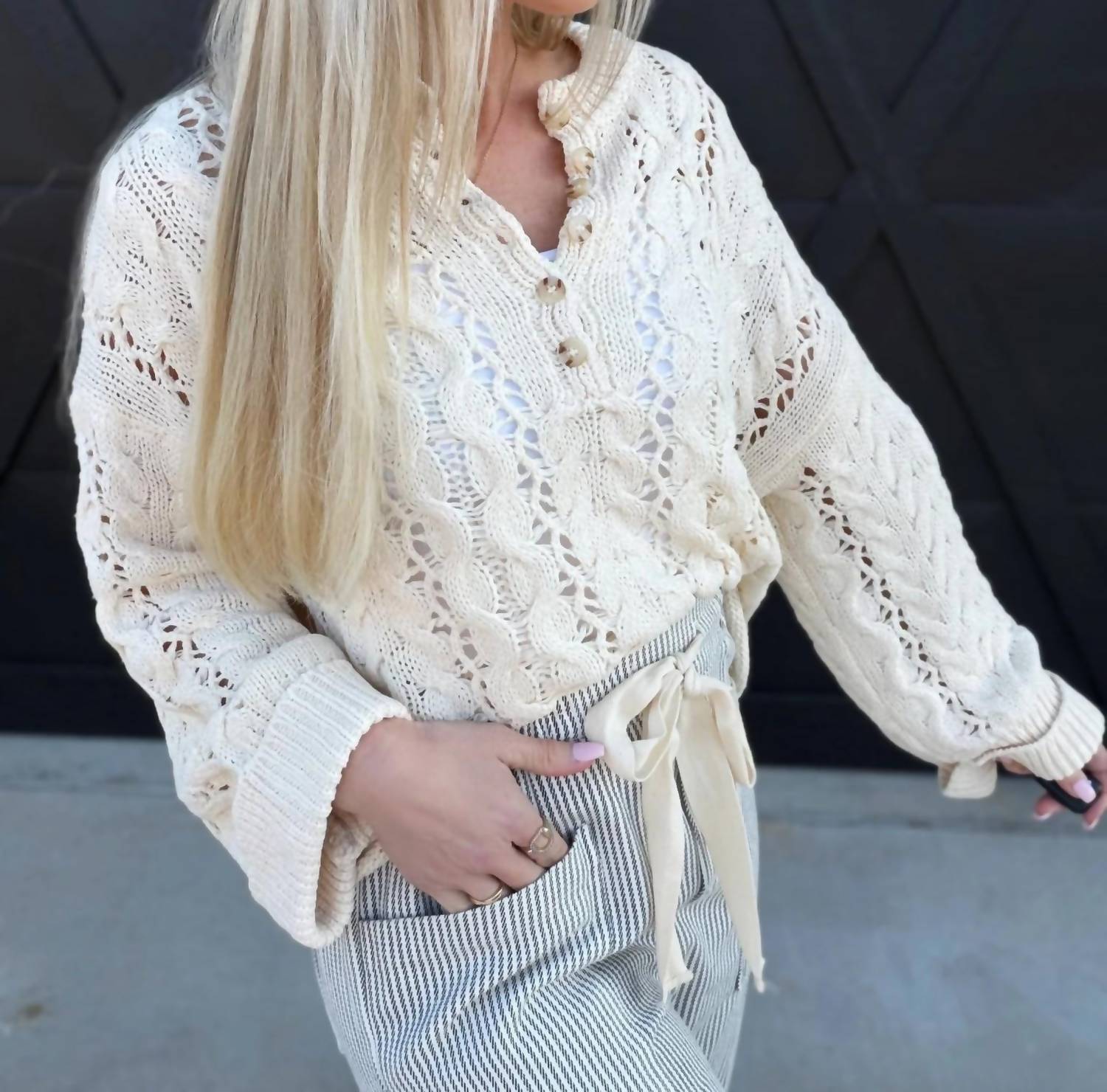 Lovlov - Soft Twisted Button Up Sweater
