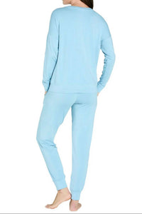 Twelve Eighty Eight Laguna Long Sleeve Lounge Set in sky blue - women's sleepwear - alternate view