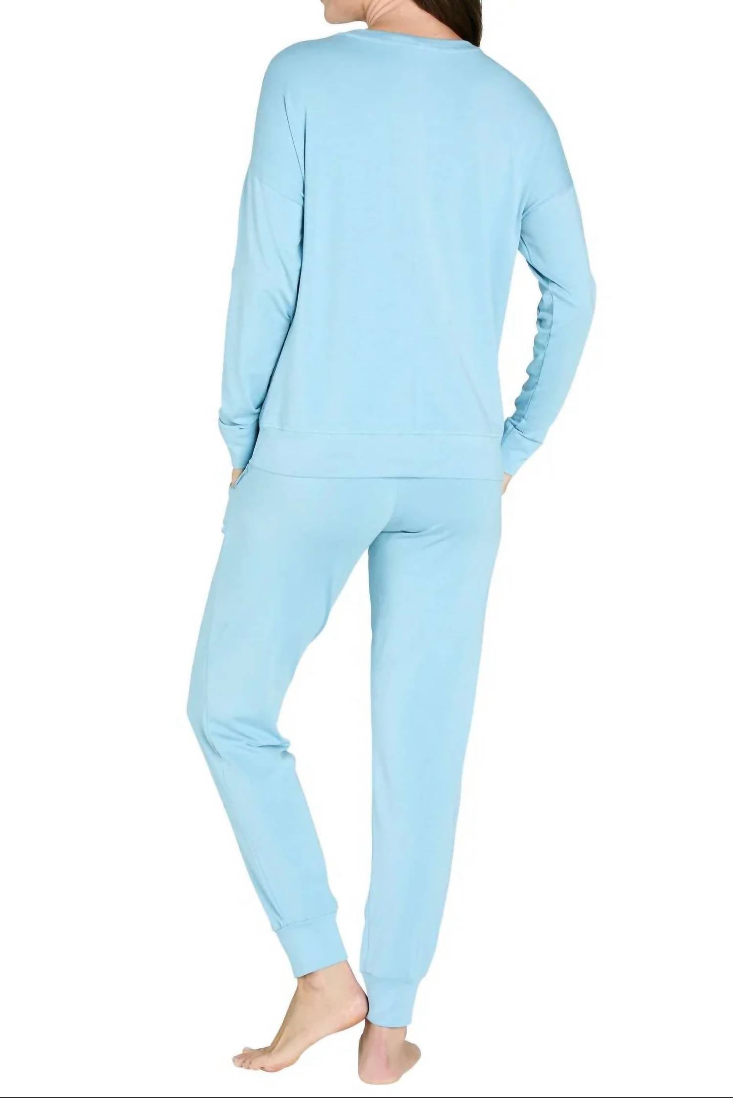 Twelve Eighty Eight Laguna Long Sleeve Lounge Set in sky blue - women's sleepwear - alternate view