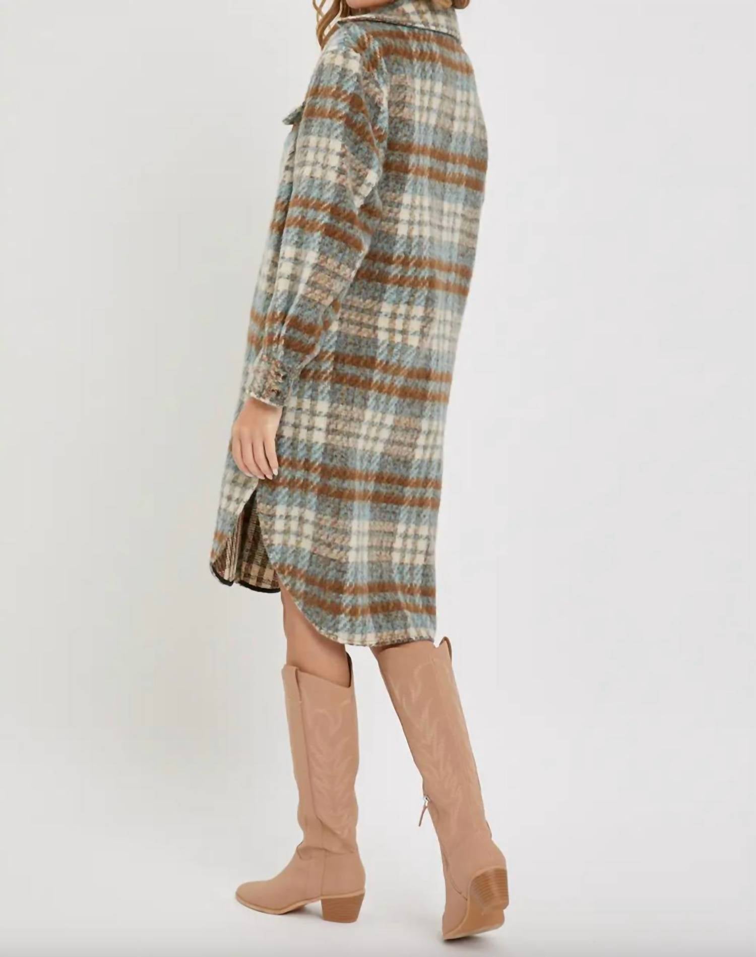 Sweet Lovely By Jen - Peyton Plaid Longline Shacket