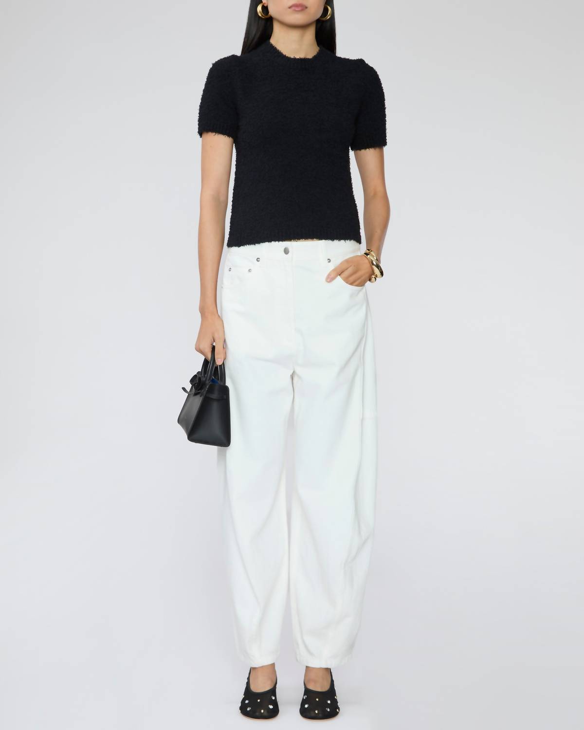 Tibi Serviette Baby Tee in black - women's t-shirt