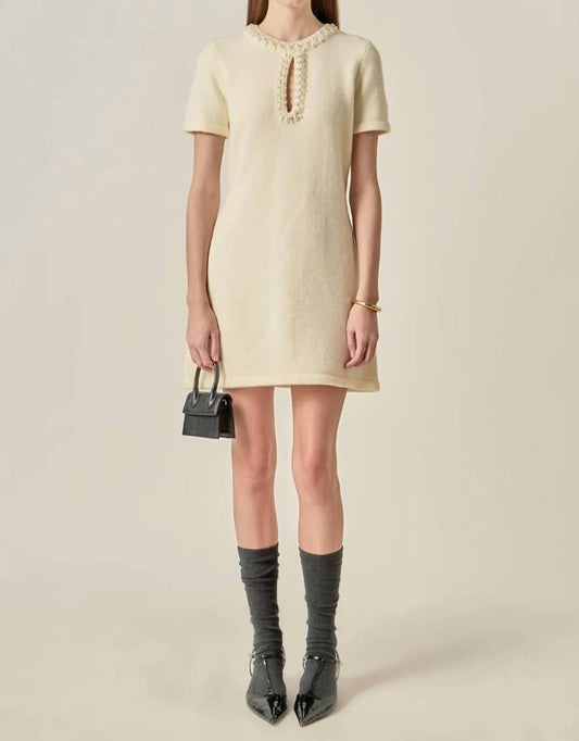 English Factory - Women's The Pearl Embellished Knit Mini Dress