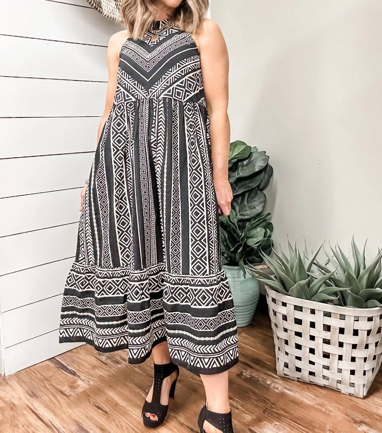 Tribal - Print Halter Dress