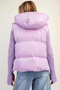 Easel - Shiny Faux Leather Hoodie Vest