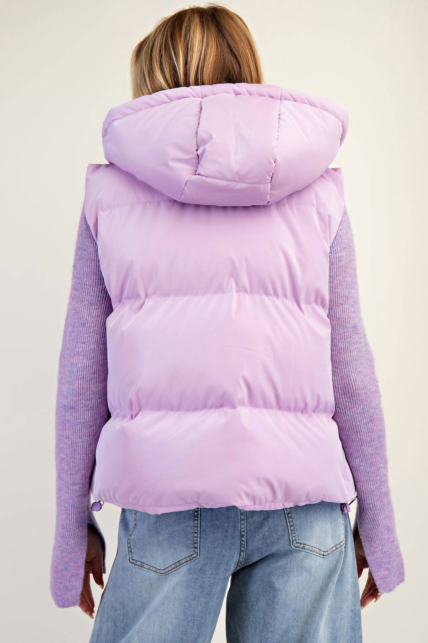 Easel - Shiny Faux Leather Hoodie Vest
