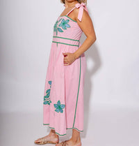 Thml - Embroidered Tie Strap Midi Dress