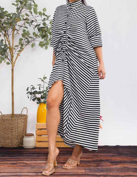 Karen T Design - Button Down Stripe Midi Dress