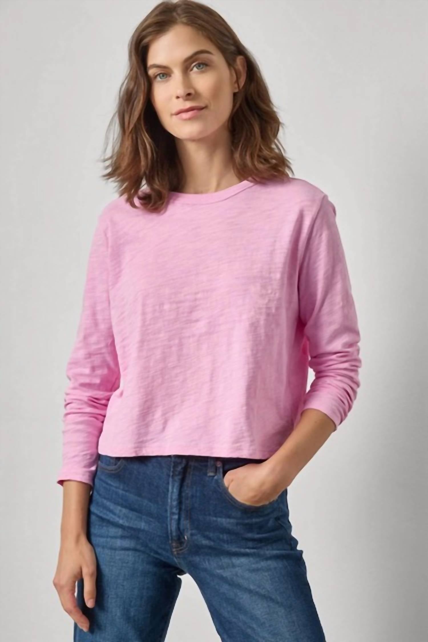 Lilla P - Long Sleeve Cropped Boyfriend Tee