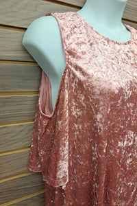 Janette Plus - Women's Velour Cold Shoulder One Top Button Back