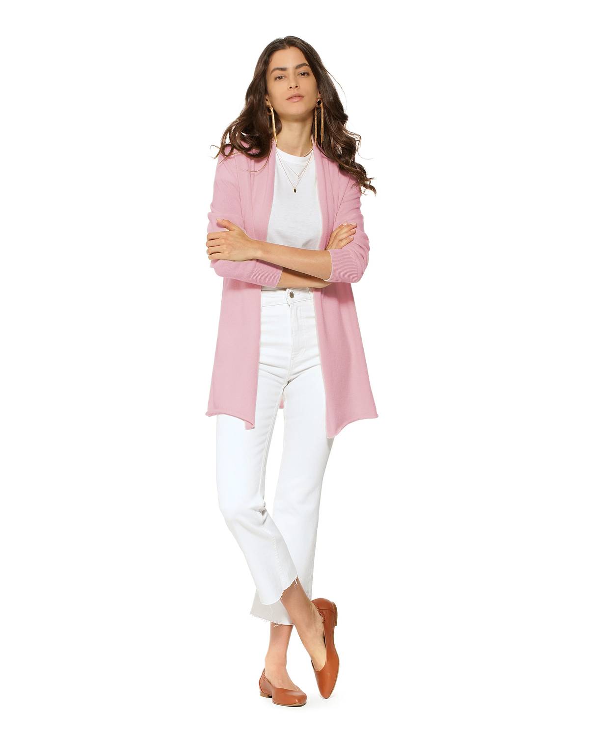 Monticelli Cashmere - Women's Pure Cashmere Long Open Front Cardigan