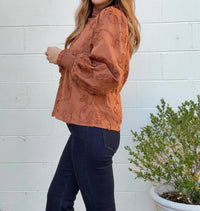 Entro - Gia V-Neck Embroidered Top