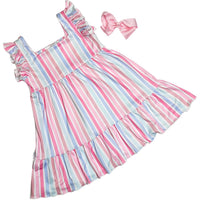Okie + Lou - Girls Pastel Stripes Dress