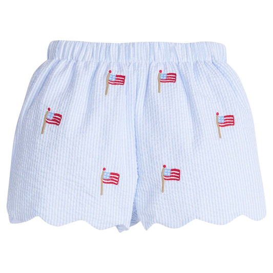 Little English - Girl's Embroidered Scallop Shorts