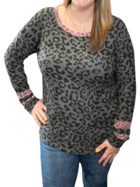Honeyme - Leopard with Wine Accent Sweater